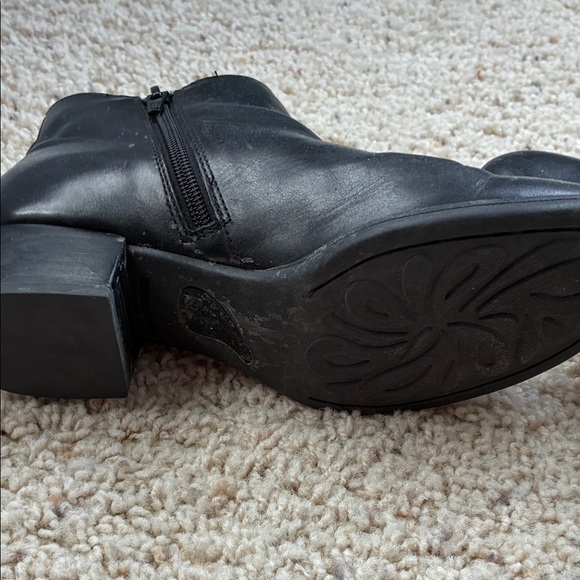 Børn Black Leather Ankle Boots Booties | Size 7 | Comfort Zip-Up - Picture 7 of 8